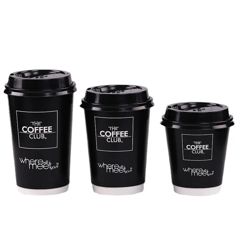 Custom Printed Eco Friendly Disposable Coffee Cups with Lid