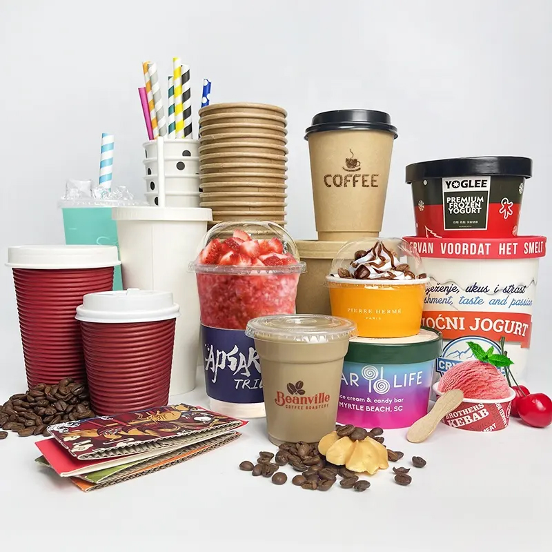 Biodegradable Disposable Ice Cream Packaging Takeaway Paper Cup Manufacturer