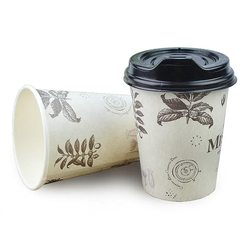 Kraft Paper Coffee Cups Packaging With Lids