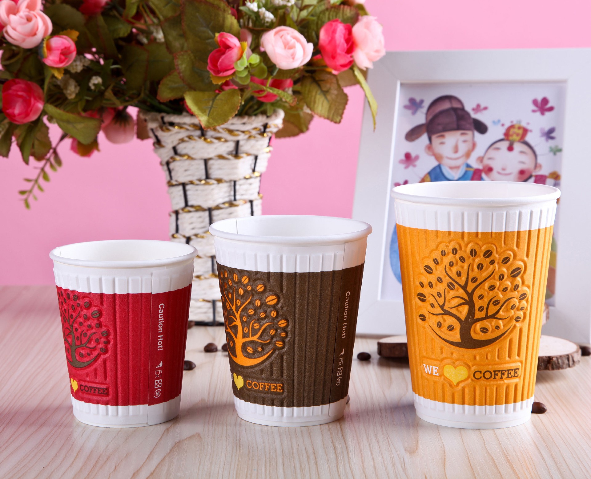 Custom Ripple Wall Paper Cup with Logo