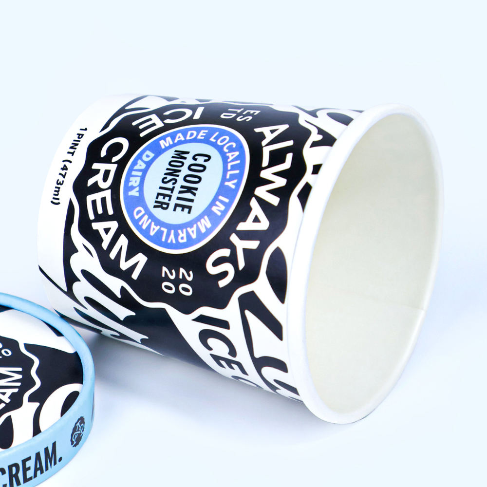 Eco Friendly Ice Cream Paper Cups with Lid Spoon