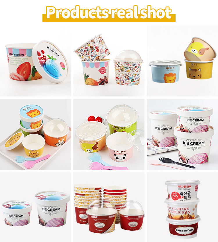 Food grade 200ml 300ml 500ml ice cream paper cup custom printing paper cups for ice cream