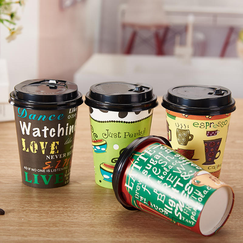 Coffee Paper Cup with Lids and Sleeves